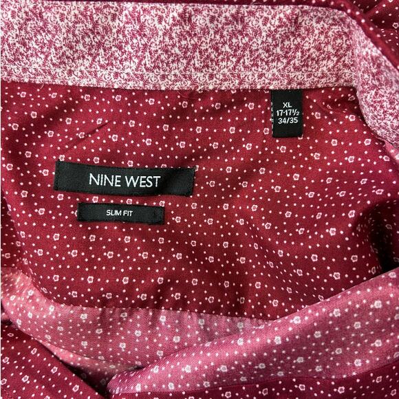 Nine West Mens Slim Fit Red Button-Down Shirt Size XL - Picture 6 of 10